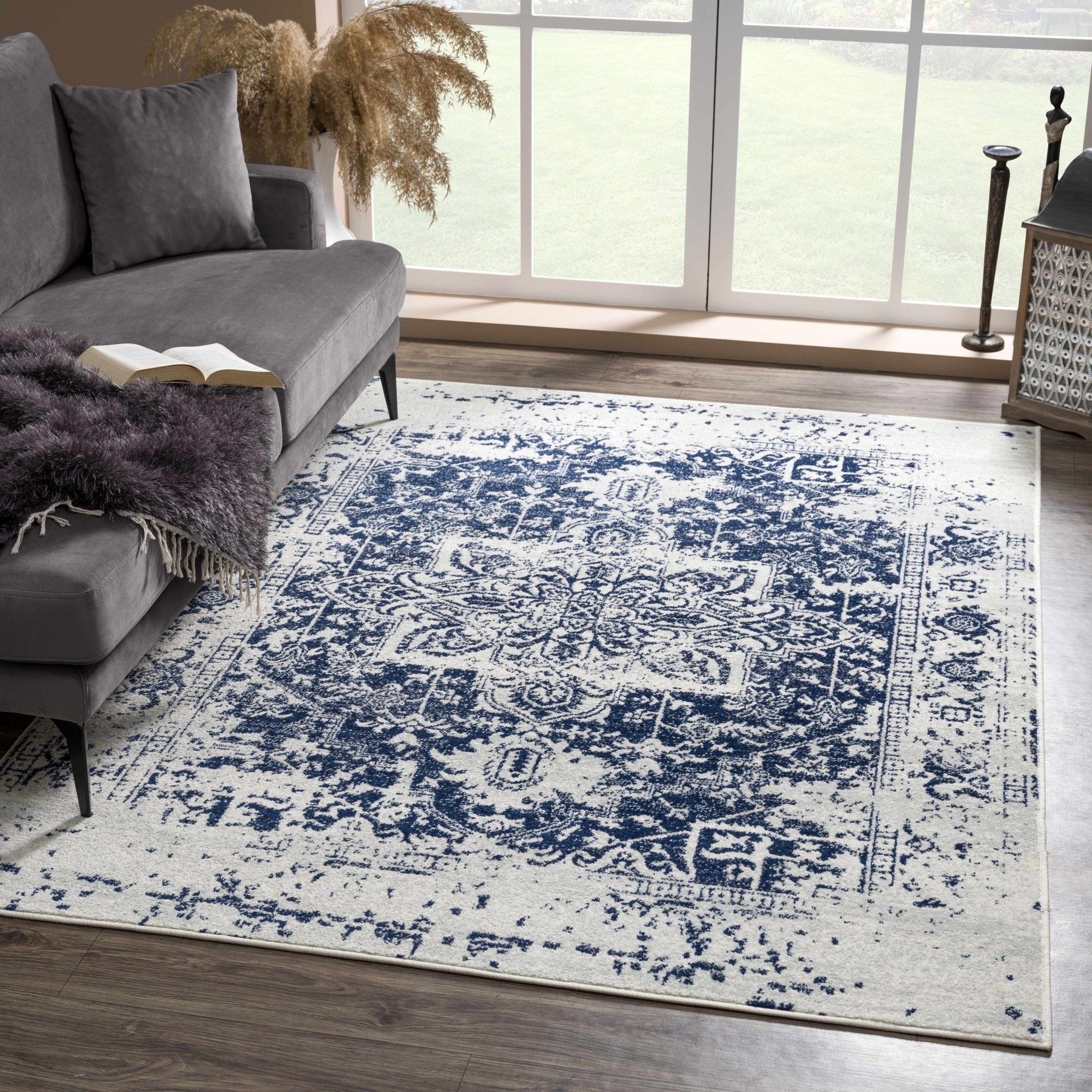 Rachel Navy Area Rug - IlahCollections
