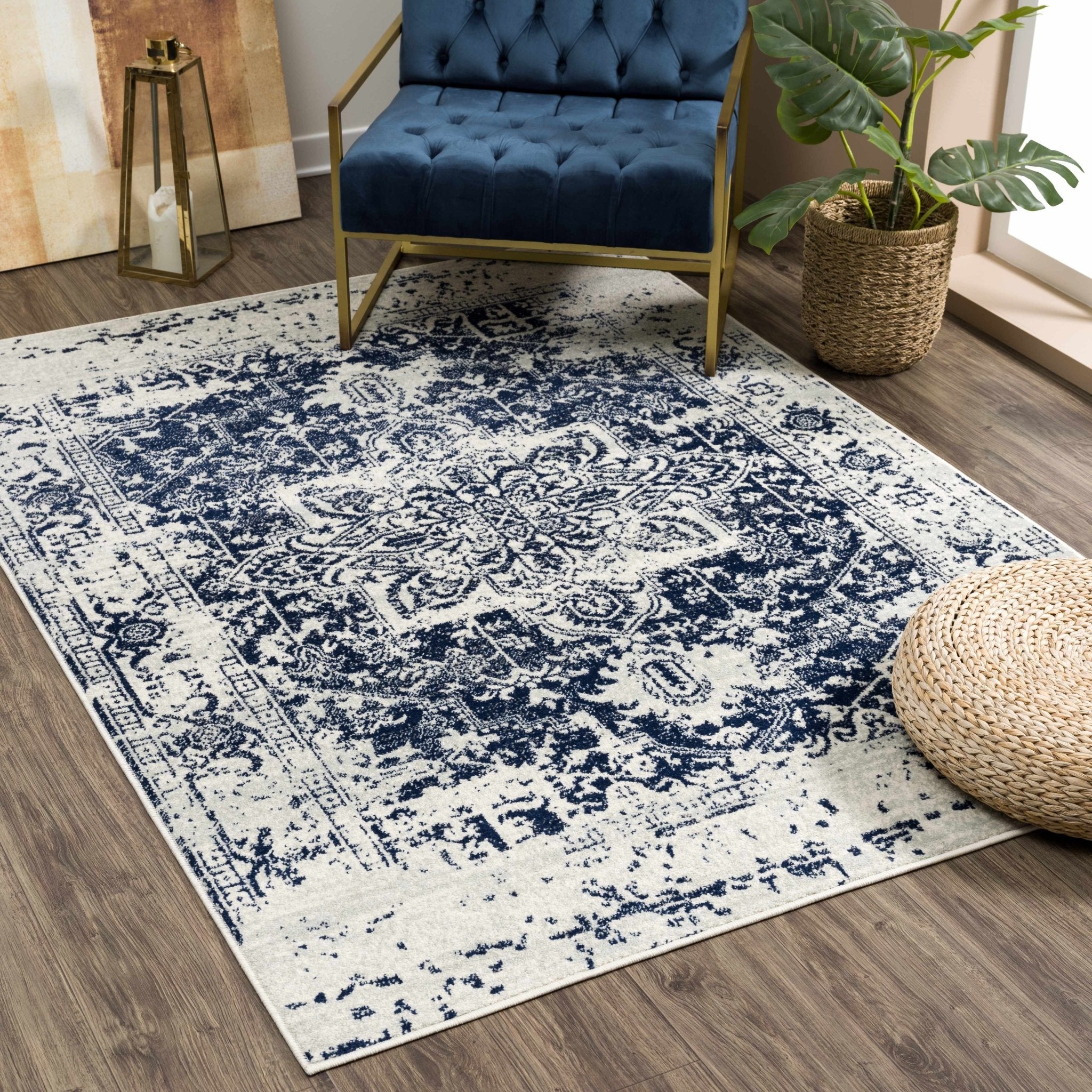Rachel Navy Area Rug - IlahCollections