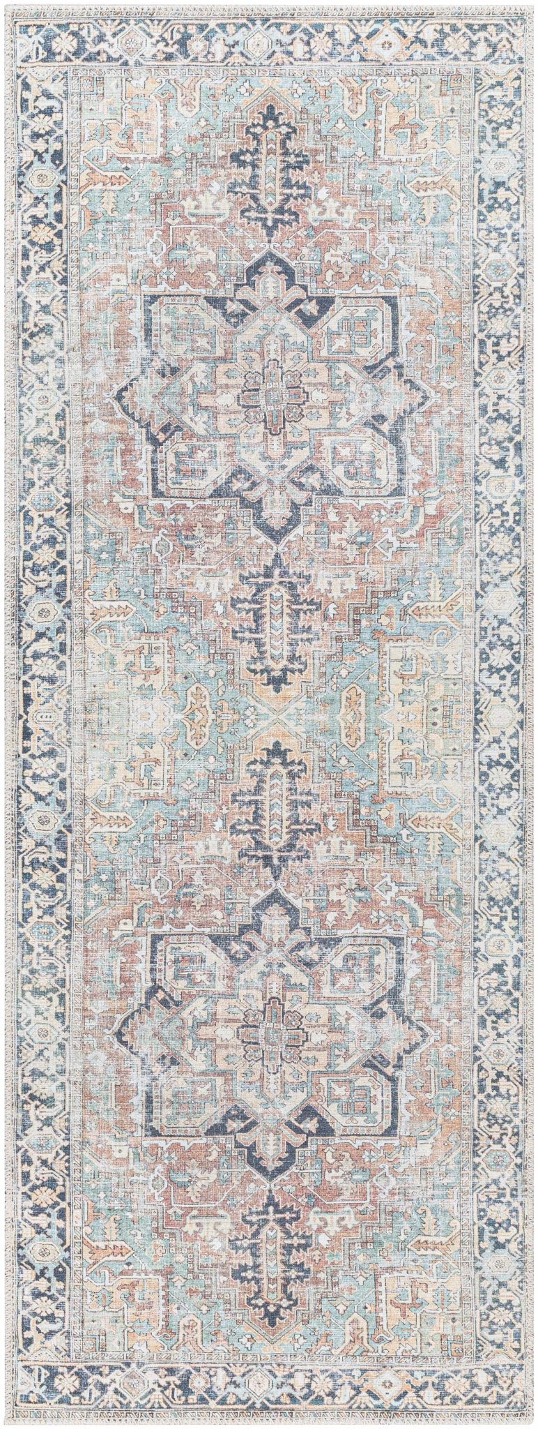 Green Nisa Vintage Washable Area Rug - IlahCollections