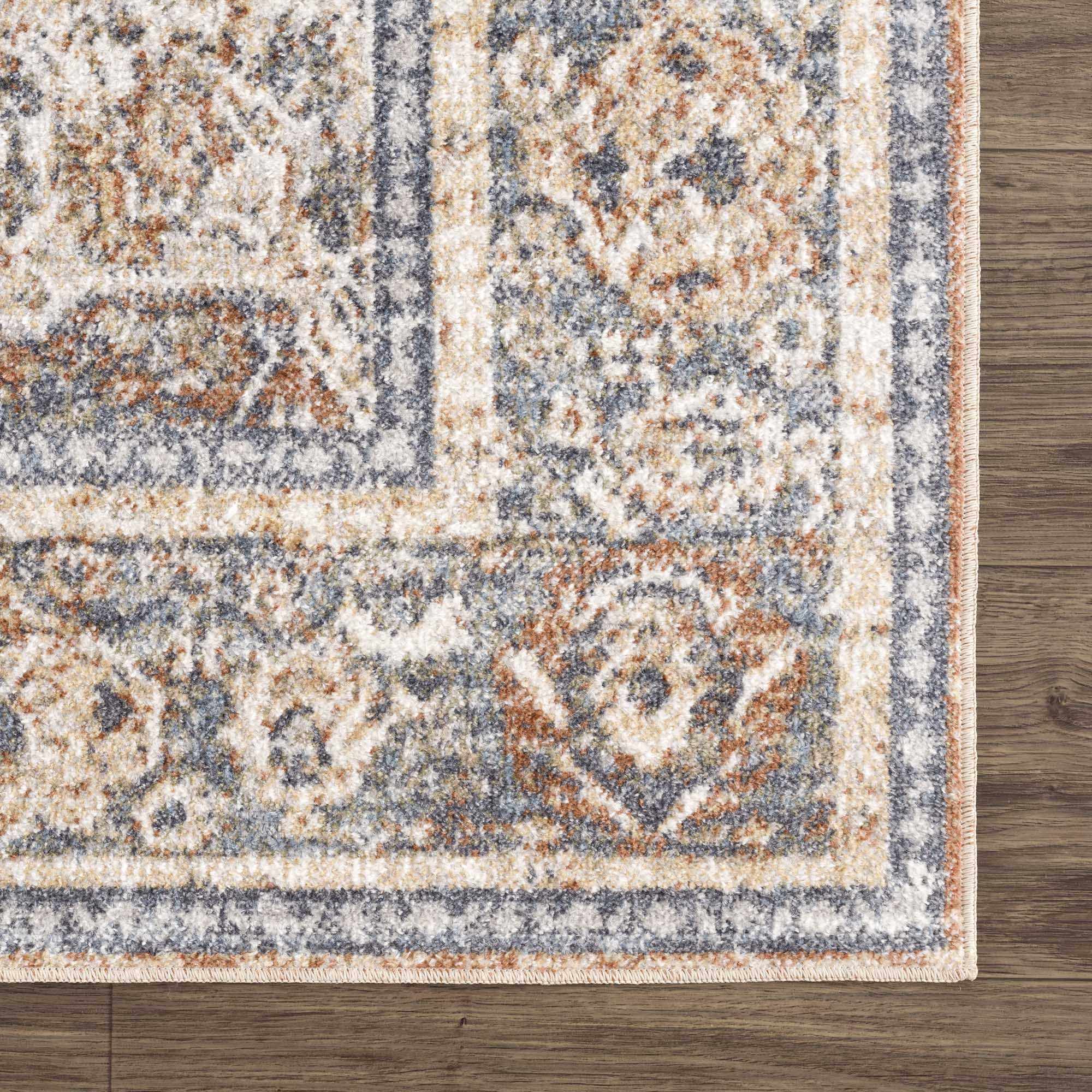 Arias Beige Blue Washable Area Rug - IlahCollections
