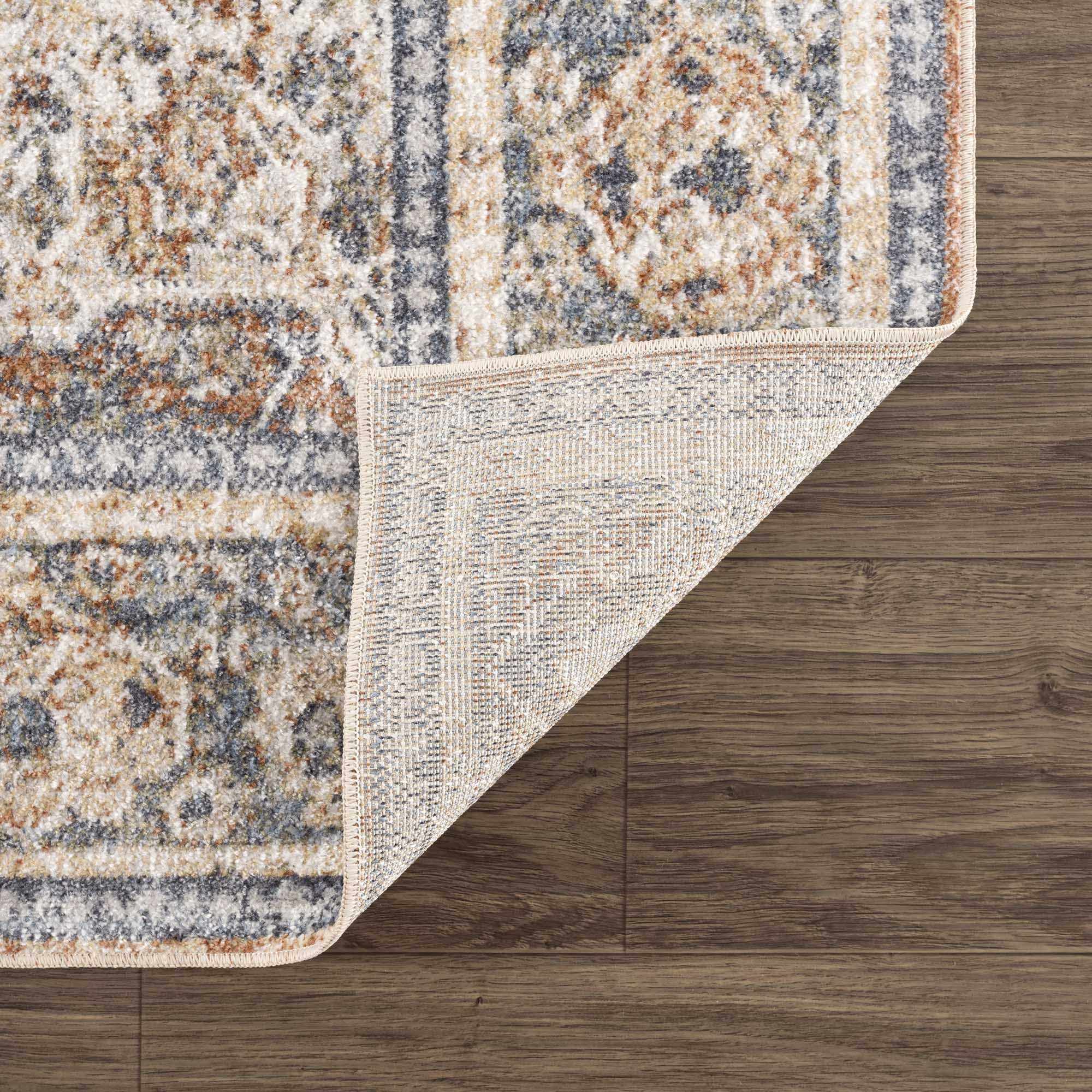 Arias Beige Blue Washable Area Rug - IlahCollections